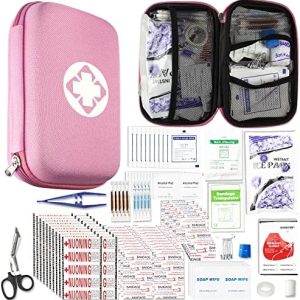 276 PCS Emergency First Aid Kit for Home, Camping Essentials Emergencies Survival Gear for Outdoor Adventure First Aid Kits Refill Supplies for Car Hiking Skating Boating, Pink angel wish