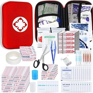276PCS Personal First Aid Kit for Car Emergency Supplies Mini Compact Bag for Backpack, Basic Camping Essentials Survival Kit for Hiking Travel AMORNING with Scissors