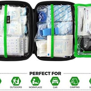 SHBC Waterproof First Aid Kit (228pcs) with All Basic or Advanced Supplies You Need. Suitable for Emergencies at Home or Outside, Travel, Home, Camping, Green