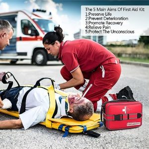 【New Upgrade】 Advanced Comprehensive First Aid Kit with Well Organized Labelled Compartments Removable MOLLE System First Aid Trauma Kits for Car, Home,Camping, Office, College Dorm Student and etc.