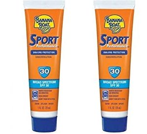Banana Boat Sunscreen Sport Performance Broad Spectrum Sun Care Sunscreen Lotion – SPF 30 1 Oz Travel Size (Pack of 4)